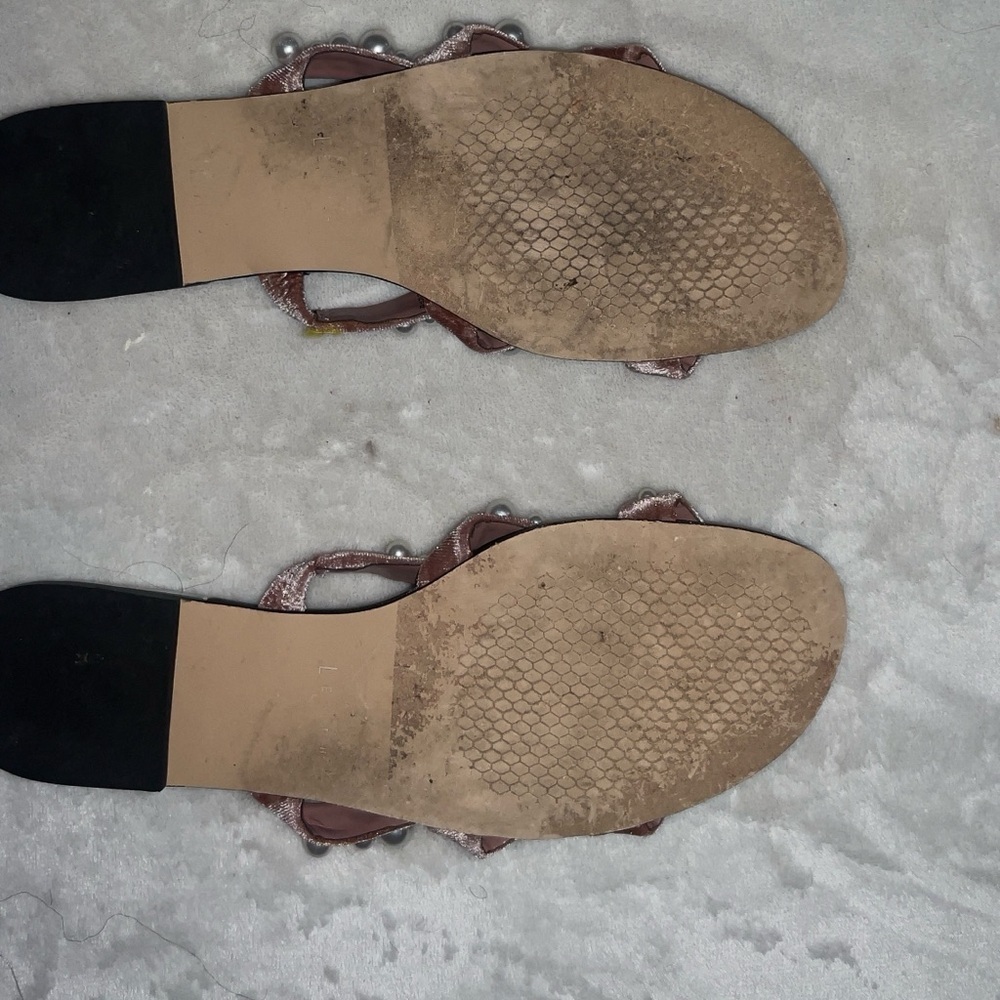 Leith pearl blush velvet slide on sandal shoe - Picture 4 of 8